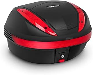 MSW Motorcycle Box Carbon Coating Motorbike Top Case Storage Box Reflectors Lock 38L MSW-MC38L1 (Universal Adaptor Plate, 2 Keys, Max. Load 3kg)
