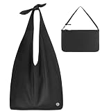 Black Leather Hobo Bag from 100% Luxury Light-Weighted Calf Leather with Removable Wristlet Pouch DE