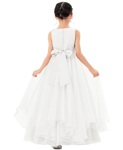 ekidsbridal Tiered Ruffle Organza Flower Girl Dress for Toddlers Wedding Bridesmaids Seq1