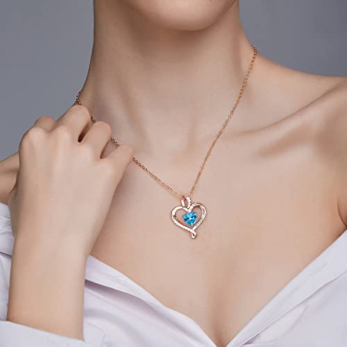 Blinggem Heart Necklaces For Women Birthstone Necklaces Jewelry For Women 925 Sterling Silver Necklace Womens Jewelry Love Diamond Pendant Necklace I Love You Always And Forever Fine Jewelry Birthday Anniversary Valentine's Day Mother's Day Christmas Gifts For Women Her Wife Mom Girlfriend Daughter Grandma Friend Sister (12-December Zircon Rose Gold) #TOP4