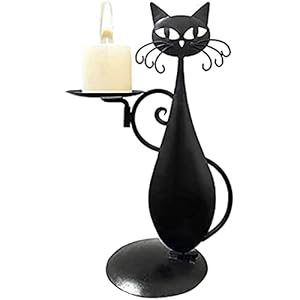 Ruanhongyi Schwarze Katze Teelichthalter Kerzenhalter