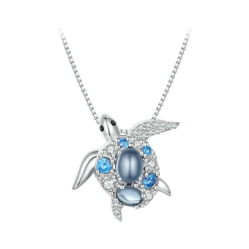 Collier en argent sterling 925 avec pendentif tortue et spinelle