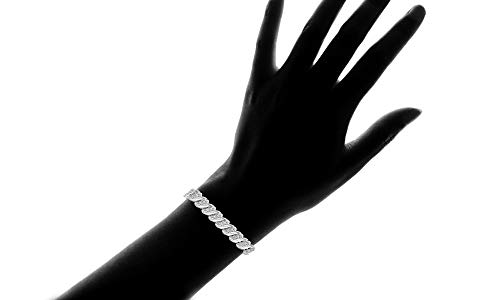 Natalia Drake 1/4 Cttw Wave Link Diamond Tennis Bracelet For Women In Rhodium Plated 925 Sterling Silver Color I-J/Clarity I2-I3 #TOP6