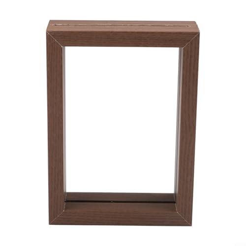 Rackumic Cornice portafoto flottante in vetro, da appendere alla parete o da tavolo, in legno composito e vetro lucido (noce)