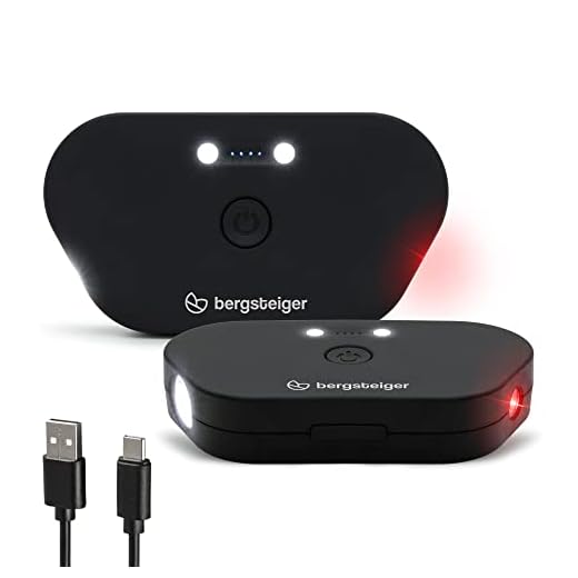 Bergsteiger Kinderwagen Licht aufladbar, USB Akku-Betrieb, 2 LED Kinderwagenlicht wiederaufladbar, Beleuchtung passend für Kinderwagen, Buggy, Kinderanhänger, Fahrradanhänger, UVM.