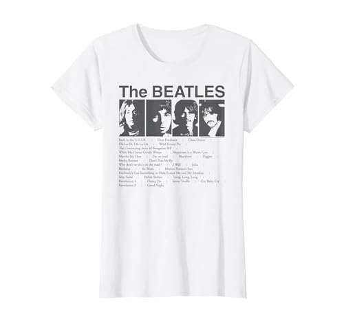 The Beatles - Song List T-Shirt, Women, White, Medium