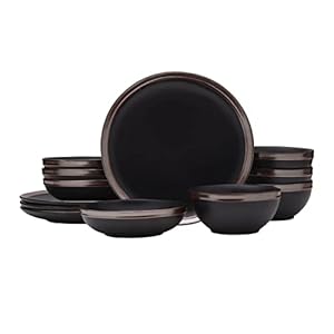 Mikasa Miller 12 Piece Dinnerware Set, Service for 4, Black