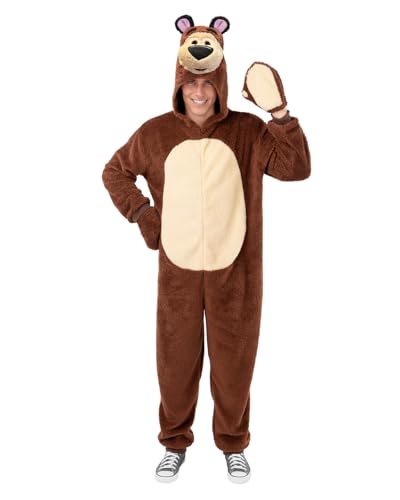 Funidelia Disfarce de urso - Masha e o urso para homem, licença oficial, tamanho S - M Masha and the Bear - fato para adultos para festas, carnaval e Halloween