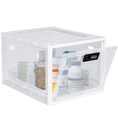 Lalifebuss Boîte à médicaments, boîte verrouillable pour réfrigérateur, boîte de sécurité alimentaire, tablette, téléphone pour la cuisine, la...