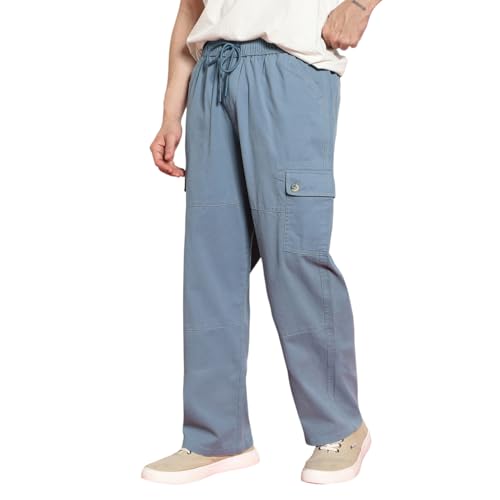 Image of Urbano Fashion Men's Loose Baggy Fit Cargo Jogger Chino Pant with 6 Pockets Stretchable