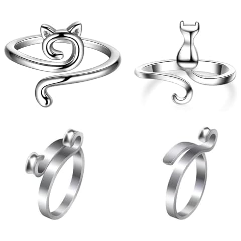 Crochet Ring for Finger, Ksndurn Crochet Tension Ring 4 Pcs - Crochet Accessories Adjustable Knitting Loop Crochet for Quick Knitting, Silver Cover