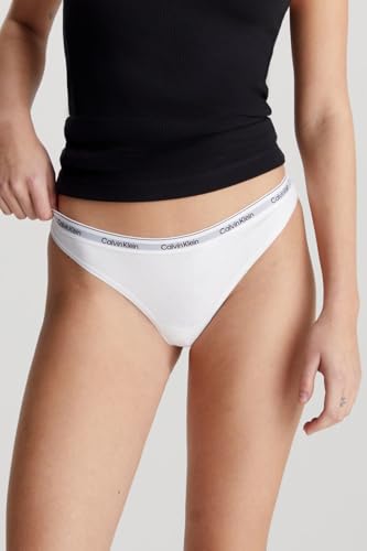Calvin Klein Damen 3er Pack Strings Thong Unterwäsche, Weiß (White/White/White), L 4