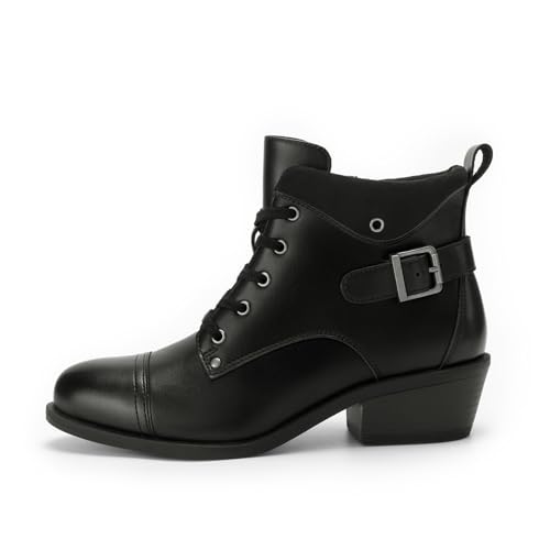 Athlefit Women's Short Ankle Boots Chunky Low Heel Round Toe Boots Comfortable Lace Up Booties with Side Zipper2