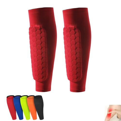 Qosigote SkiGuard Pro, Shinbang Protector 2.0, Shindefender Shin Guards, Shin Defender Shin Pads, Soccer Shin Guard Sleeves, Shin Guards Soccer Adult for Sports (1pair red,XL)