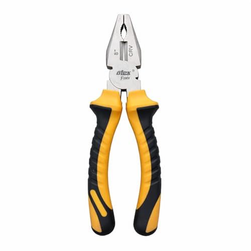 Image of OTEX Force 8 Inch Combination Plier, Chrome Vanadium (CR-V) Steel, Heavy Duty Wire Cutting Pliers, Bi-Material Anti-Slip Grip Handle for Electricians, DIY & Home Use, Multicolor