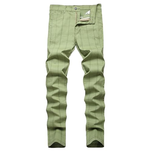 Men's Business Formal Dress Pants Slim Fit Stretchy Suit Pants Casual Stylish Plaid Work Pants​