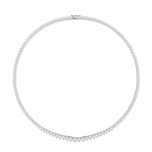 Gradual Tennis Necklace for Women: VVS1 D Color 925 Sterling Silver Chain - 14k White Gold Plated Moissanite Lab Diamond Jewelry for Anniversary Wedding Birthday