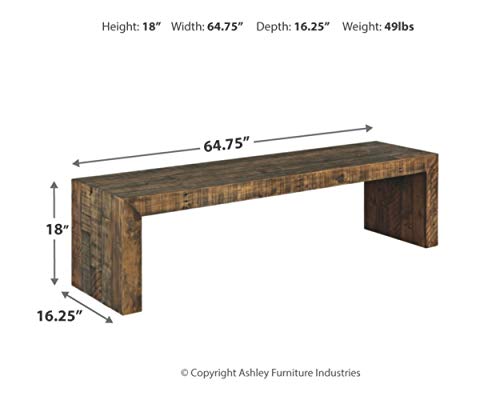 Signature Design By Ashley Sommerford Rustic Wood Dining Room Long Bench, Brown #TOP2