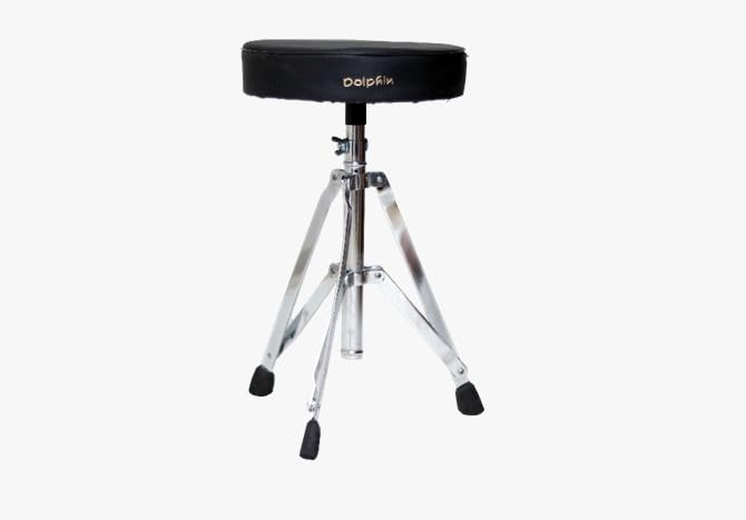 Euphony Musical Instruments Dolphin-Drum StoolThrone Padded Foldable Drum,Padded Seat Height Adjustable Round Top Drum Chair with Sturdy Tripod Base, Anti-Slip Rubber Feet Foldable for Drummer
