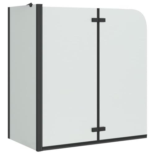 vidaXL Mampara de ducha negra de 120 x 68 x 130 cm para cuarto de baño, rectangular, moderna, ajustable, plegable, de cristal templado, cabina de ducha