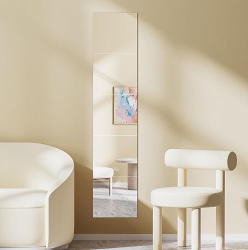 【5枚セット】全身鏡 高さ150cm×幅28cm 壁掛け 貼る鏡 割れない鏡 軽量 姿見鏡 穴あけ不要 アクリルミラー 浴室 風呂 自由に組み合わせ可能 (30cm*28cm*5枚)