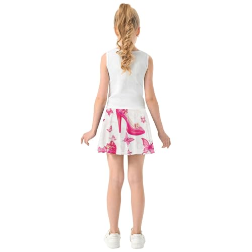 Joisal Skirts with Shorts High Heeled Shoes Butterflies Pink Athletic Shorts Girls Skorts Uniform Girl Skort 4t4