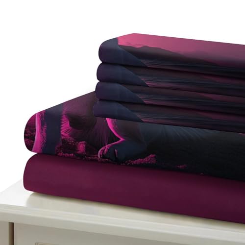 Housse de couette 135x200 imprimé 3D chien rose parure de lit microfibre douce - 7
