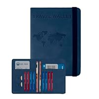 RAXCLAY Porta Passaporto Cover Custodia da Viaggio 8 Carte Blocco RFID Documenti Accessori Utili Uomo Donna 2a-Generazione Pelle PU Multifunzione Doppio Scomparto Schermato Compatto Slim (blu)