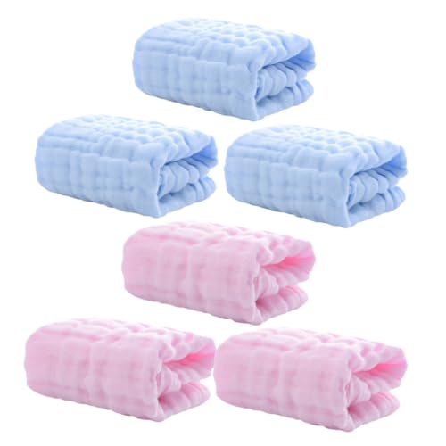 VICASKY 6-Layer Cotton Baby Washcloths Set Soft Absorbent Burp Cloths for Newborns 100% Cotton 6pcs for Feeding and Bath Time