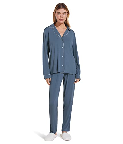 Image of Eberjey Gisele Classic Women's Pajama Set | Long Sleeve Shirt + Long Pants