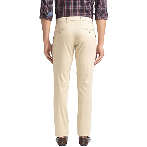 Image of Parx Men's Cotton Blend Solid Pattern Low Rise Tapered Fit Flat Front Casual Trouser