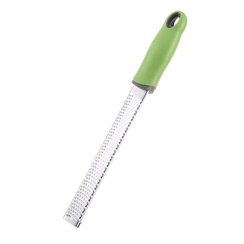 Image of Baskety Lemon Zester & Cheese Grater - Parmesan Cheese, Lemon, Ginger, Garlic, Vegetables, Fruits - Razor-Sharp Stainless Steel Blade Protective Cover, Dishwasher Safe 13 Inch (Green)