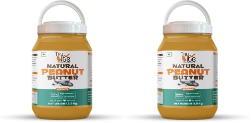 Image of Trubite Natural Peanut Butter (Creamy) (2.5kg) | Unsweetened | 30g Protein | Non GMO | Gluten Free | Cholesterol Free (2.5KG) (Pack of 2)