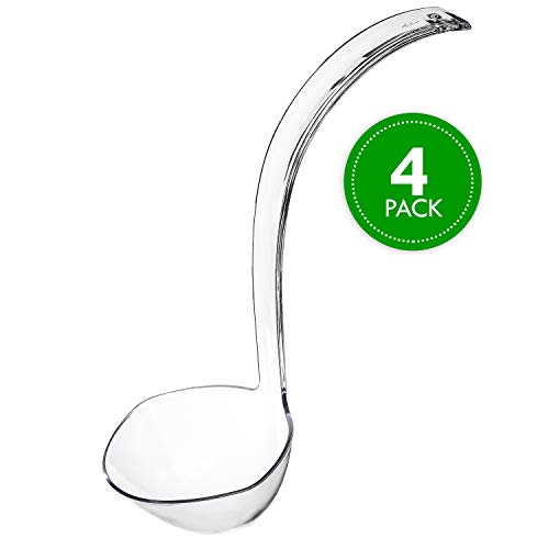 Plasticpro Disposable Plastic Soup/Punch Laddle Durable Heavy Duty Premium Serving Utensils Clear Pack