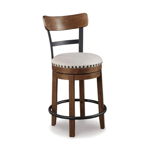 Signature Design by Ashley Valebeck Rustic Farmhouse 24.5” Counter Height Swivel Bar Stool, Brown