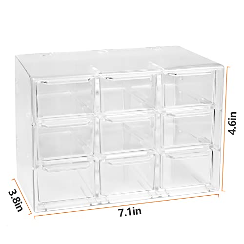 Clear Desk Organizer With Drawers, Mini Office Supplies And Jewelry Storage Case 9 Drawers #TOP2