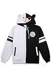 Dynso Unisex Monokuma Hoodie with Ears Jacket Sweatshirt Cosplay Costume (X-Large, Zipper version)