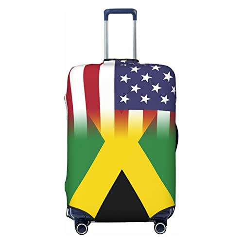 CUTEDWARF American Flag And Jamaican Flag Travel Suitcase Protector Fashion Luggage Cover Washable Fits 18-32 Inch Baggage