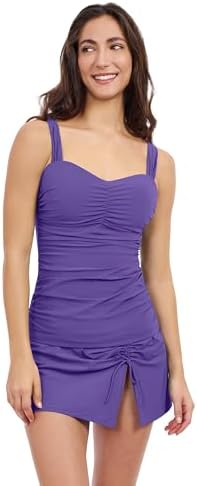 Profile by Gottex Women's Tutti Frutti D-Cup Center Ruched Tankini Top with Unde