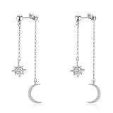 Material de alta calidad: estos pendientes celestiales están hechos de plata de ley 925 y son hipoalergénicos, sin plomo ni níquel, por lo que puedes llevar estos pendientes de plata con total tranquilidad. Debido al material suave de los conectores de plata 925, no hay necesidad de pánico si los conectores están doblados. Simplemente gírelos suavemente