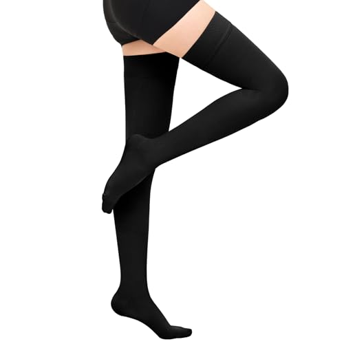 Image of 20-30 mmHg Compression Stockings for Women & Men,Thigh High Medical Compression Socks,Support Graduated Compression Hose Sock for Treatment Varicose Veins Swelling-Closed Toe /Open Toe /Footless