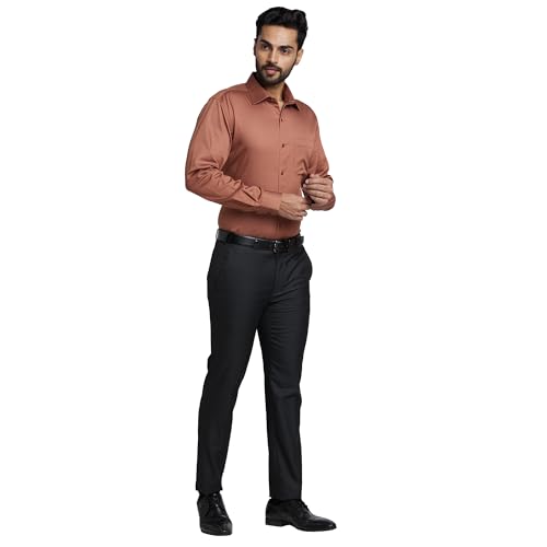 Image of Park Avenue Men's Mid Rise Checks Pattern Super Slim Fit Polyester Blend Flat Front Formal Trouser
