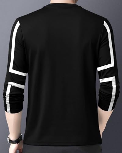 Image of Noble Monk Men Full Sleeve Round Neck T-Shirt | Printed Sleeves |Regular fit Tshirt for Men