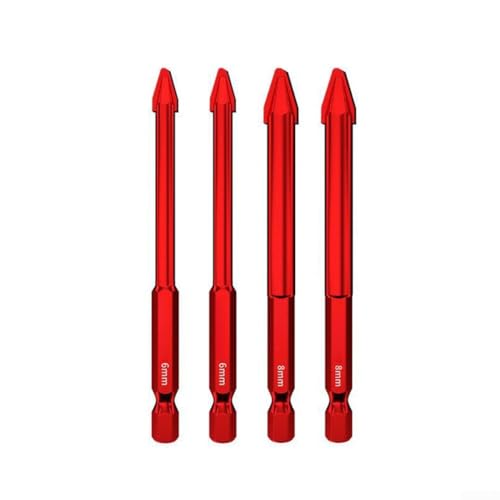 Juego de brocas triangulares multiusos con material de carburo para perforación de azulejos de vidrio y losas de roca, incluyendo paneles de yeso, madera y chapa (6+6+8+8mm)