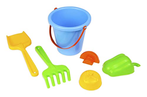 Lena 05417 Happy Sandset, Strandspielzeug 6-teilig, Sandgarnitur mit Eimer...