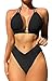 Costume Donna Due Pezzi Mare Bikini da Bagno con Top Triangolo Coppe Estraibili...
