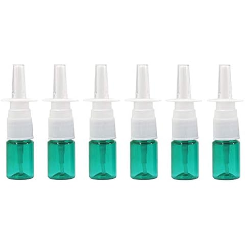 12Pcs Mini Plastic Nasal Spray Bottles - 5Ml Portable Empty Refillable Fine Mist Sprayers Atomizers Cosmetic Perfume Makeup Water Storage Holder Container (Green) Cover