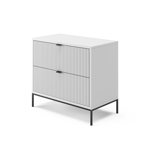 Vicco Mesilla de Noche Eliza, Blanco, 66 x 60 cm con 2 cajones