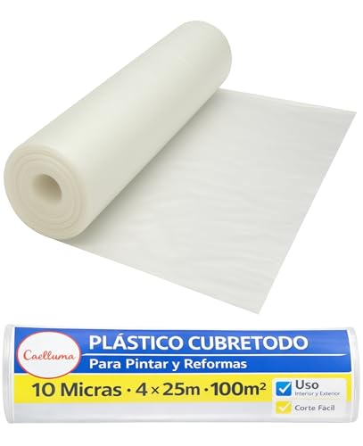 Plástico Cubretodo para Pintura Profesional Transparente Reciclado con y sin Adhesivo para Protección de Muebles Suelos Puertas y Ventanas