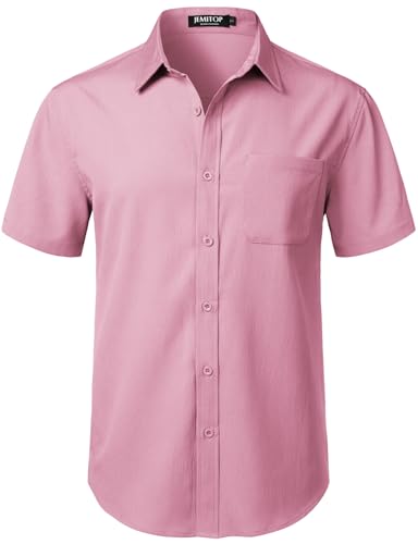 Image of JEMITOP Mens Stretch Wrinkle Free Texture Shirts